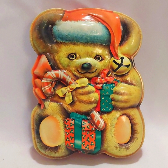 Ullman Cole Vintage Christmas Cookie Treat Container Large Teddy Bear VGC - Picture 1 of 9